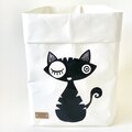 Cat-basket White basket/black cat
