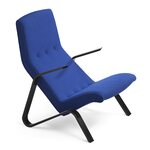 Grasshopper armchair, black Blue wool