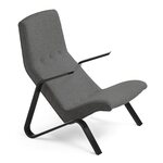 Grasshopper armchair, black Dark grey wool