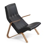 Grasshopper armchair, oak Nero pelle