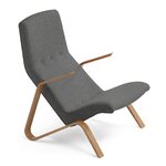 Grasshopper armchair, oak Grigio scuro lana