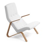 Grasshopper armchair, oak Bianco lana