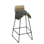MyKolme design Oy ILOA Smile Bar - Bar Stool Natural birch / grey fabric