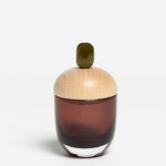 Lyyli Box Medium, aubergine glass and olivegreen knob