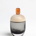 Lyyli Box Medium, grey glass and orange knob