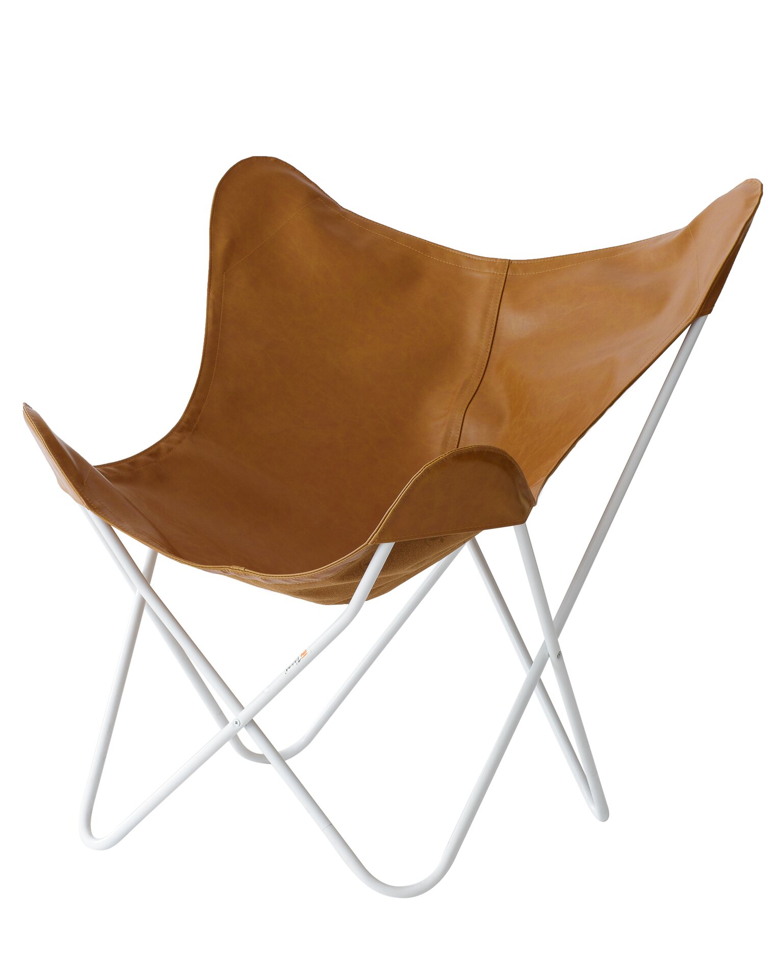 Varax Butterfly chair with white body Cognac brown leatherette