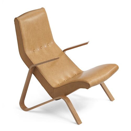 Grasshopper armchair, oak Pruun nahk
