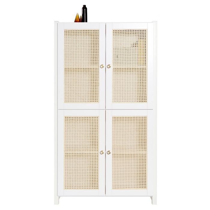 Lundia Classic -kaappi neljällä rottinkiovella Valkoinen