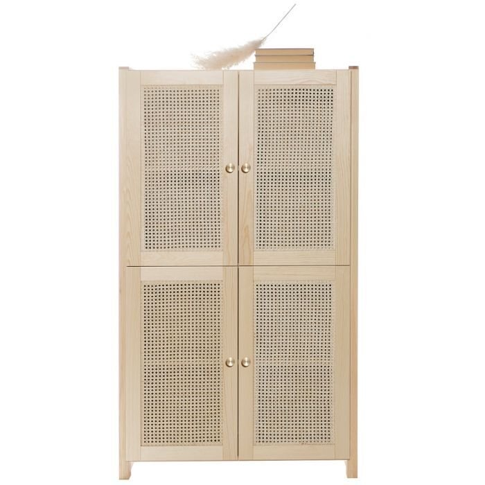 Lundia Classic -kaappi neljällä rottinkiovella Luonnonvärinen