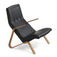 Tetrimäki Oy Grasshopper-armchair, oak, svart läder