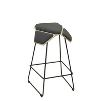 MyKolme design ILOA+ Bar -bar stool, natuurlijke kleur berk / grijs stof