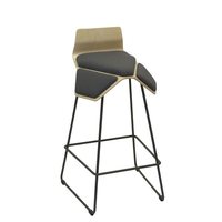 MyKolme design ILOA Smile Bar -bar stool, natural birch / grey fabric