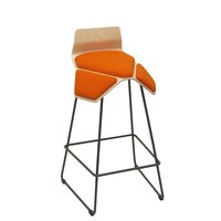 MyKolme design ILOA Smile Bar -bar stool, natural σημύδα / πορτοκαλί ύφασμα