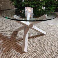 Flying Carpet Punos coffee table, white / Clear glass