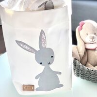 Enjoy Your Life By Demi Bunny-basket, white basket / grey Bunny