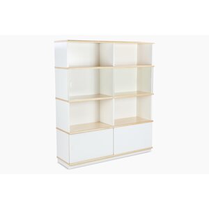Niemen Tehtaat Finland Oy Vitriini-hylly koivu 120 cm korkea levy- ja lasiovilla