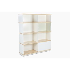 Niemen Tehtaat Finland Oy Vitriini-hylly koivu 120 cm korkea levy- ja lasiovilla