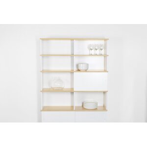 Niemen Tehtaat Finland Oy Vitriini-hylly koivu 120 cm korkea levy- ja lasiovilla
