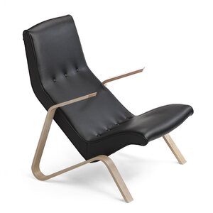 Tetrimäki Oy Grasshopper-armchair, Birke, schwarz Leder