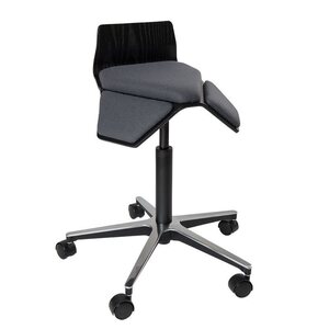 MyKolme design ILOA Smile office chair, zwart as / grijs stof