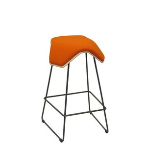 MyKolme design ILOA One Bar -bar stool, natural birch / orange fabric
