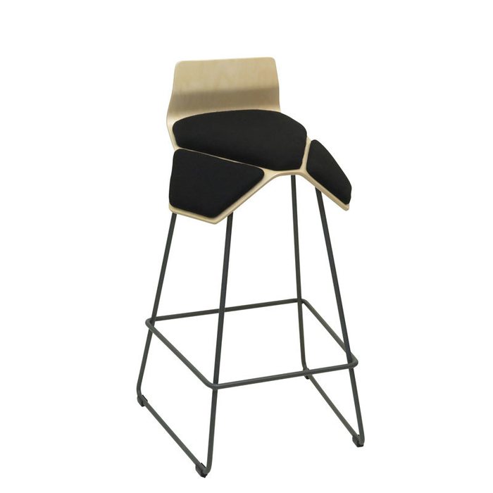 MyKolme design ILOA Smile Bar -bar stool, natuurlijke kleur berk / zwart stof