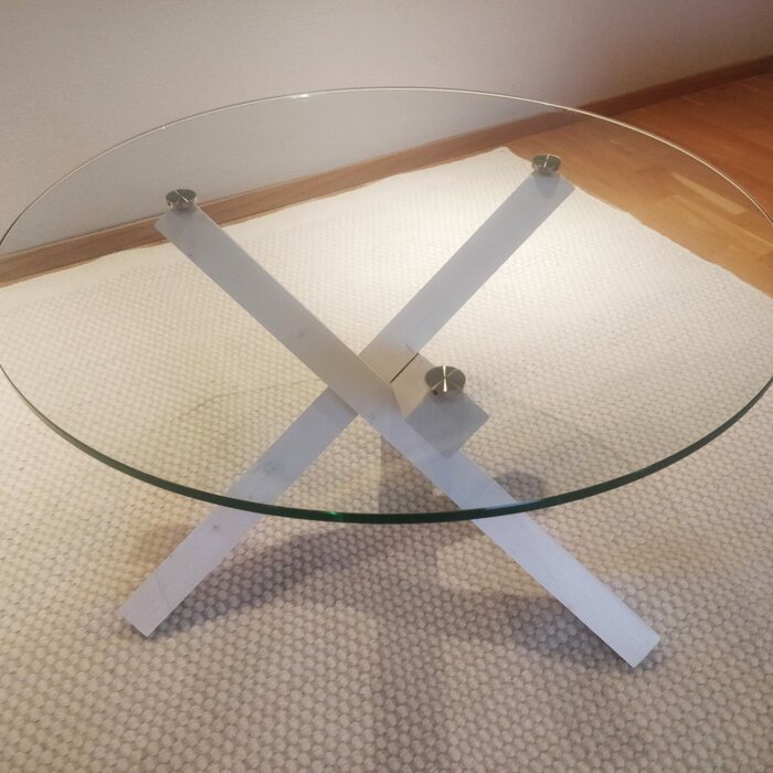 Flying Carpet Punos coffee table, λευκό / Διαυγές γυαλί