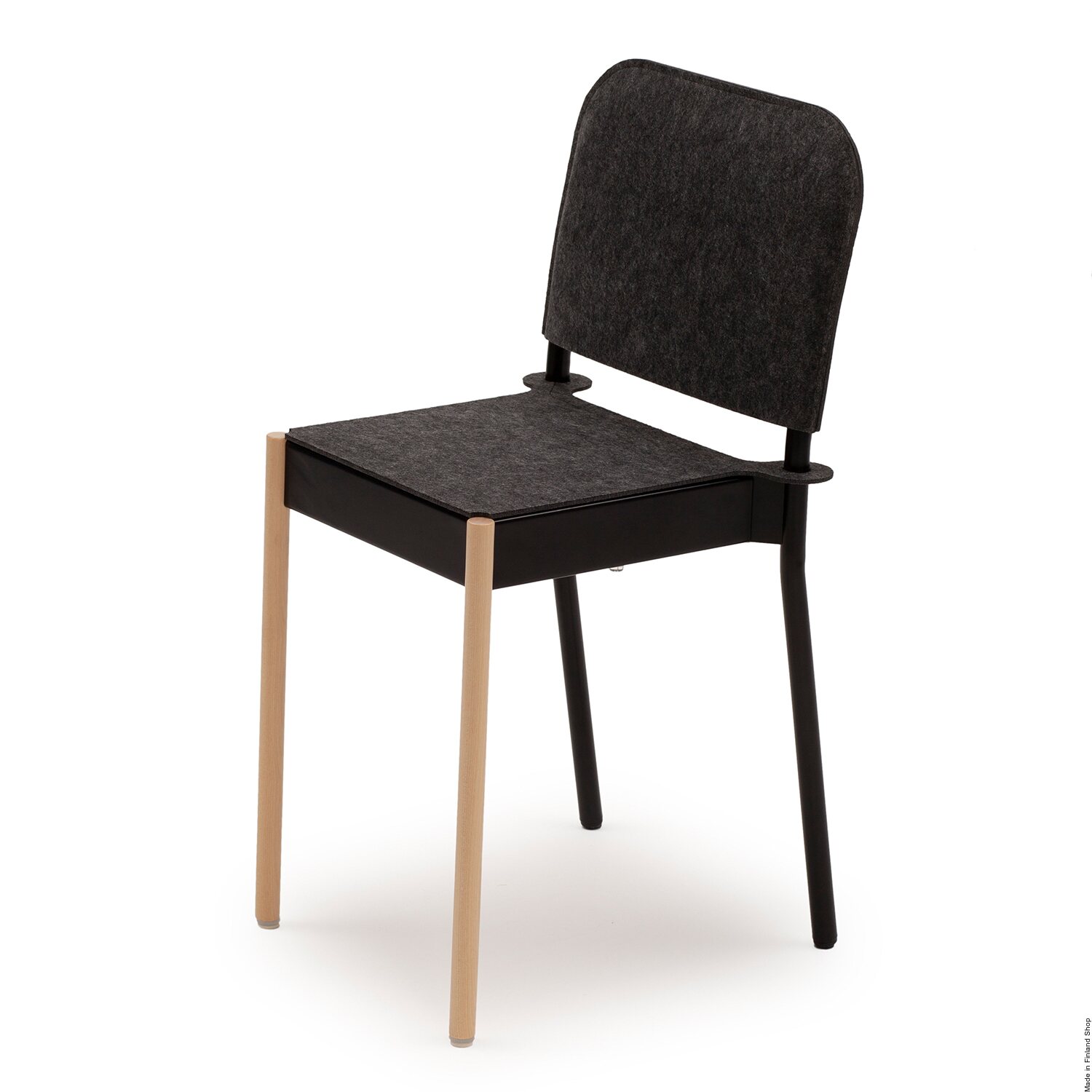 Vivero Chaise La Table avec pieds avant en bois et assise en feutre, Chaises de salle à manger